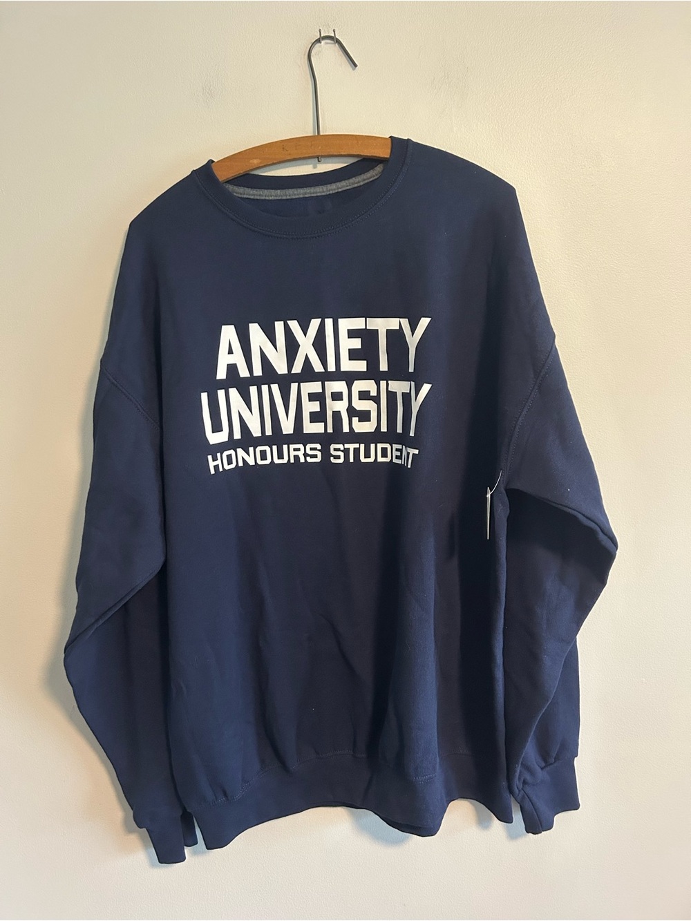 NEW small shop Navy 'Anxiety University' Graphic Sweatshirt